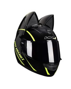 Casque de moto intégral avec oreilles de chat détachable certifié DOT casque de moto de sécurité respirant pour hommes et femmes