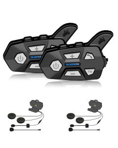 WAYXIN 2 pièces interphone Bluetooth 2 cavalier FM moto casque Bluetooth interphone 1000M R5