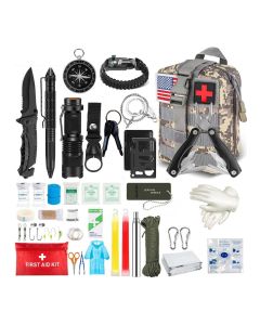 Kit de survie en plein air 100 en 1 équipement de survie professionnel Kit de premiers soins adapté à l'aventure en camping