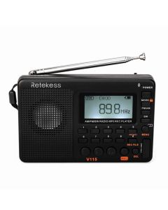 RETEKESS V115 Radio AM FM SW Pocket Radio ondes courtes FM haut-parleur Support TF Card USB REC Recorder